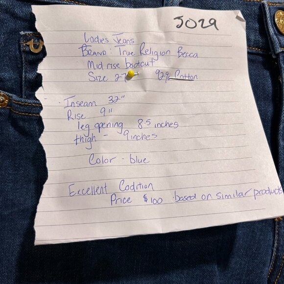 True Religion Becca Crystal Mid Rise Bootcut Blue Jeans Women’s Size 27 - Picture 5 of 5